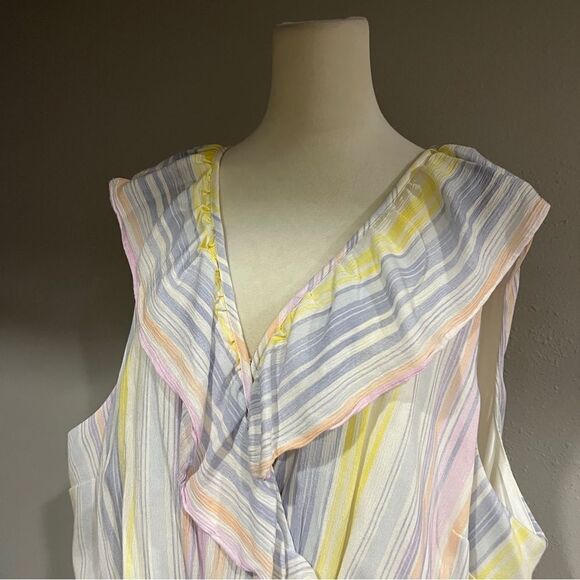 LC Lauren Conrad striped sleeveless fake wrap plus size dress with belt size 3X - Picture 2 of 15